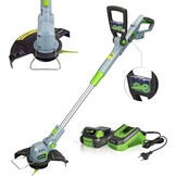 WORKPRO Accu-grastrimmer 20 V met 2,0 Ah accu en snellader, draadloze grasmaaier, 25 cm maaibreedte, 90° draaibare trimmerkop, telescoopsteel, 20-delig incl. nylon mes voor tuin