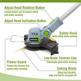 WORKPRO Accu-grastrimmer 20 V met 2,0 Ah accu en snellader, draadloze grasmaaier, 25 cm maaibreedte, 90° draaibare trimmerkop, telescoopsteel, 20-delig incl. nylon mes voor tuin