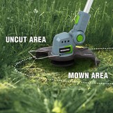 WORKPRO Accu-grastrimmer 20 V met 2,0 Ah accu en snellader, draadloze grasmaaier, 25 cm maaibreedte, 90° draaibare trimmerkop, telescoopsteel, 20-delig incl. nylon mes voor tuin