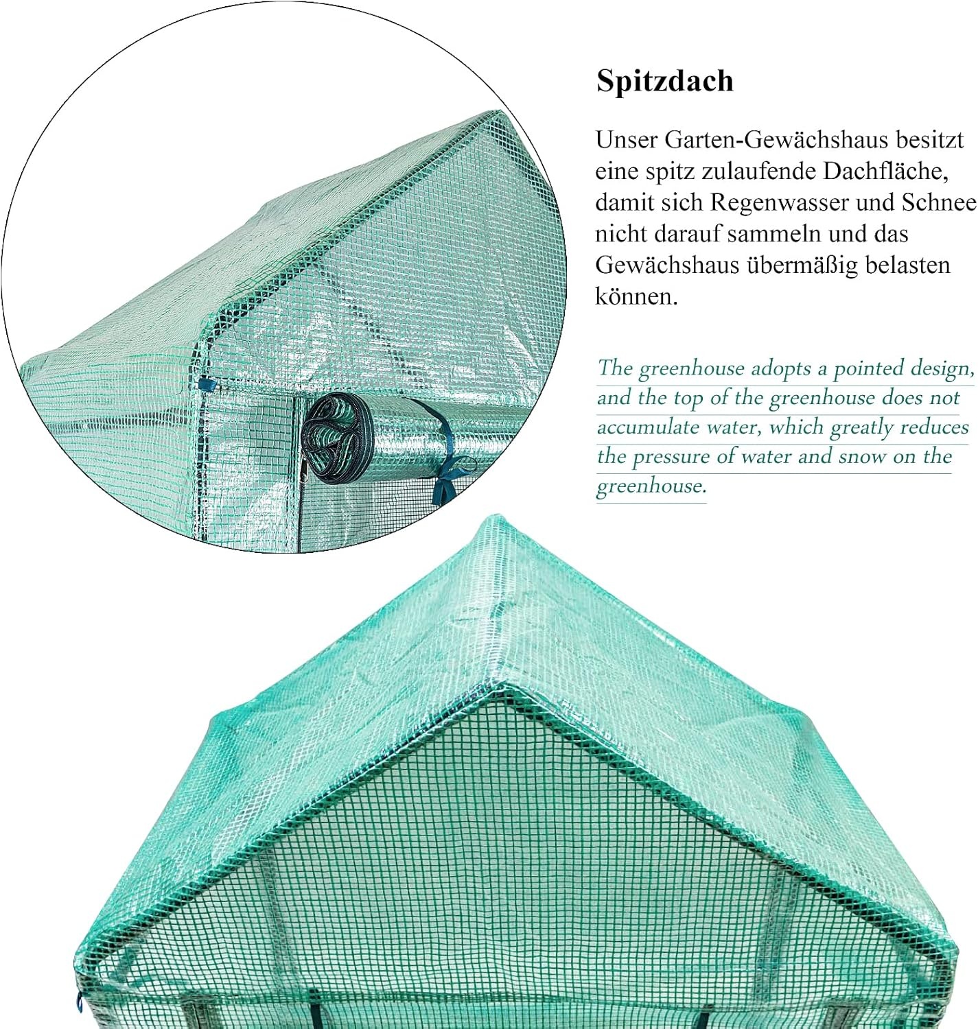 Yorbay Foliekas, broeikas voor tomaten met roosterfolie, tuin kweek, puntig dak, groen, 100 × 50 × 190 cm (l x b x h), herbruikbaar