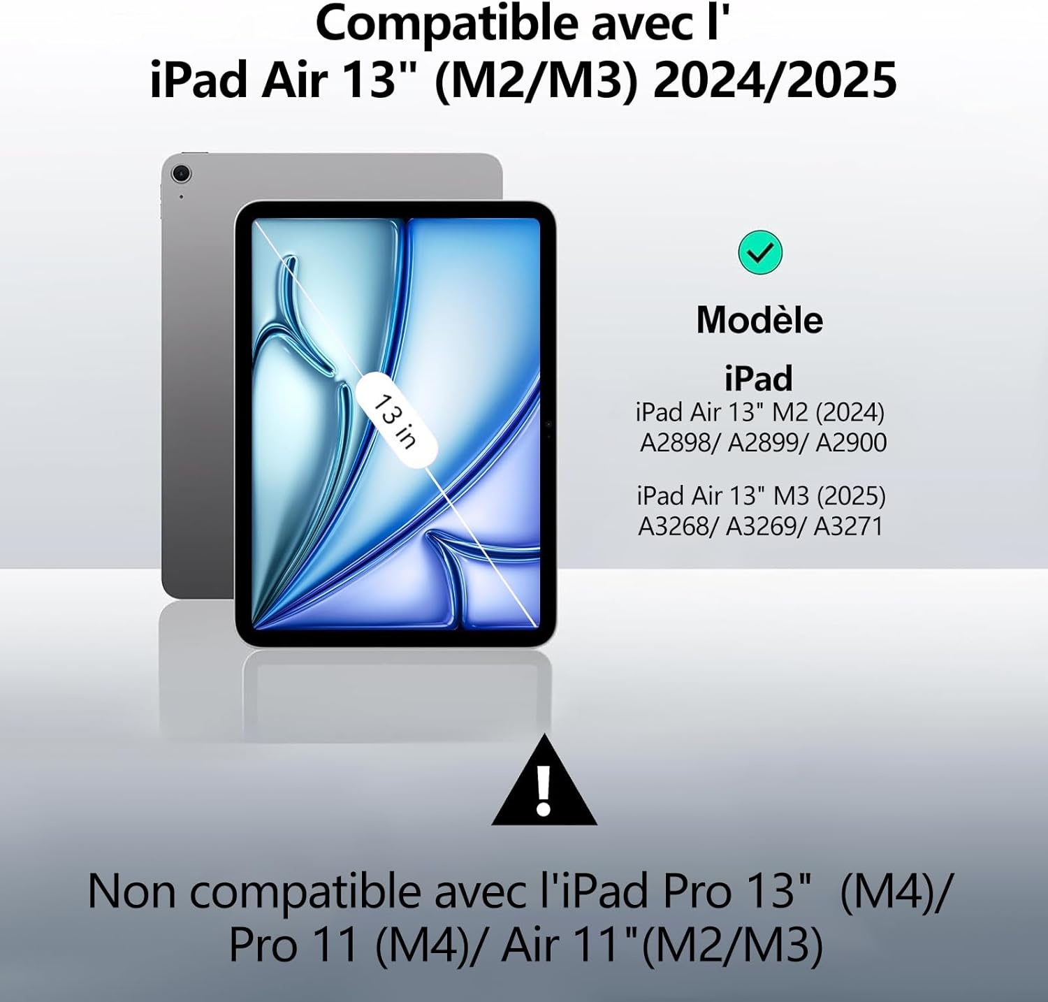 JADEMALL Toetsenbordhoes voor iPad Air 13 inch M3/M2 2025, Italiaans QWERTY afneembaar bluetooth-toetsenbord cover met penhouder voor iPad Air 13 inch M2/M3 2024/2025, paars