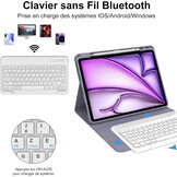 JADEMALL Toetsenbordhoes voor iPad Air 13 inch M3/M2 2025, Italiaans QWERTY afneembaar bluetooth-toetsenbord cover met penhouder voor iPad Air 13 inch M2/M3 2024/2025, paars