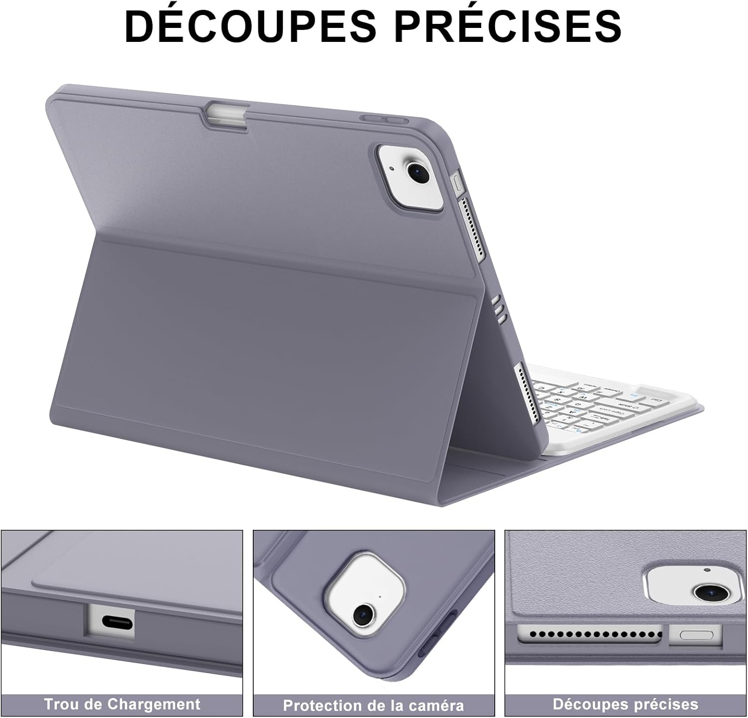 JADEMALL Toetsenbordhoes voor iPad Air 13 inch M3/M2 2025, Italiaans QWERTY afneembaar bluetooth-toetsenbord cover met penhouder voor iPad Air 13 inch M2/M3 2024/2025, paars