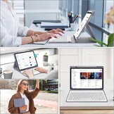 JADEMALL Toetsenbordhoes voor iPad Air 13 inch M3/M2 2025, Italiaans QWERTY afneembaar bluetooth-toetsenbord cover met penhouder voor iPad Air 13 inch M2/M3 2024/2025, paars