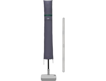 Sekey Beschermhoes voor parasol, met stang, afdekhoes voor Ø 300 cm parasol, met ventilatieopeningen, tuin, markt, balkon, 100% polyester, waterdicht, donkergrijs