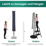 Sekey Beschermhoes voor parasol, met stang, afdekhoes voor Ø 300 cm parasol, met ventilatieopeningen, tuin, markt, balkon, 100% polyester, waterdicht, donkergrijs