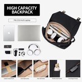 Rugzak dames vrije tijd rugzak school rugzak computer 15,6 inch nylon waterdicht dagrugzakken volwassenen casual rugzak reizen tas werk universiteit college pack zwart