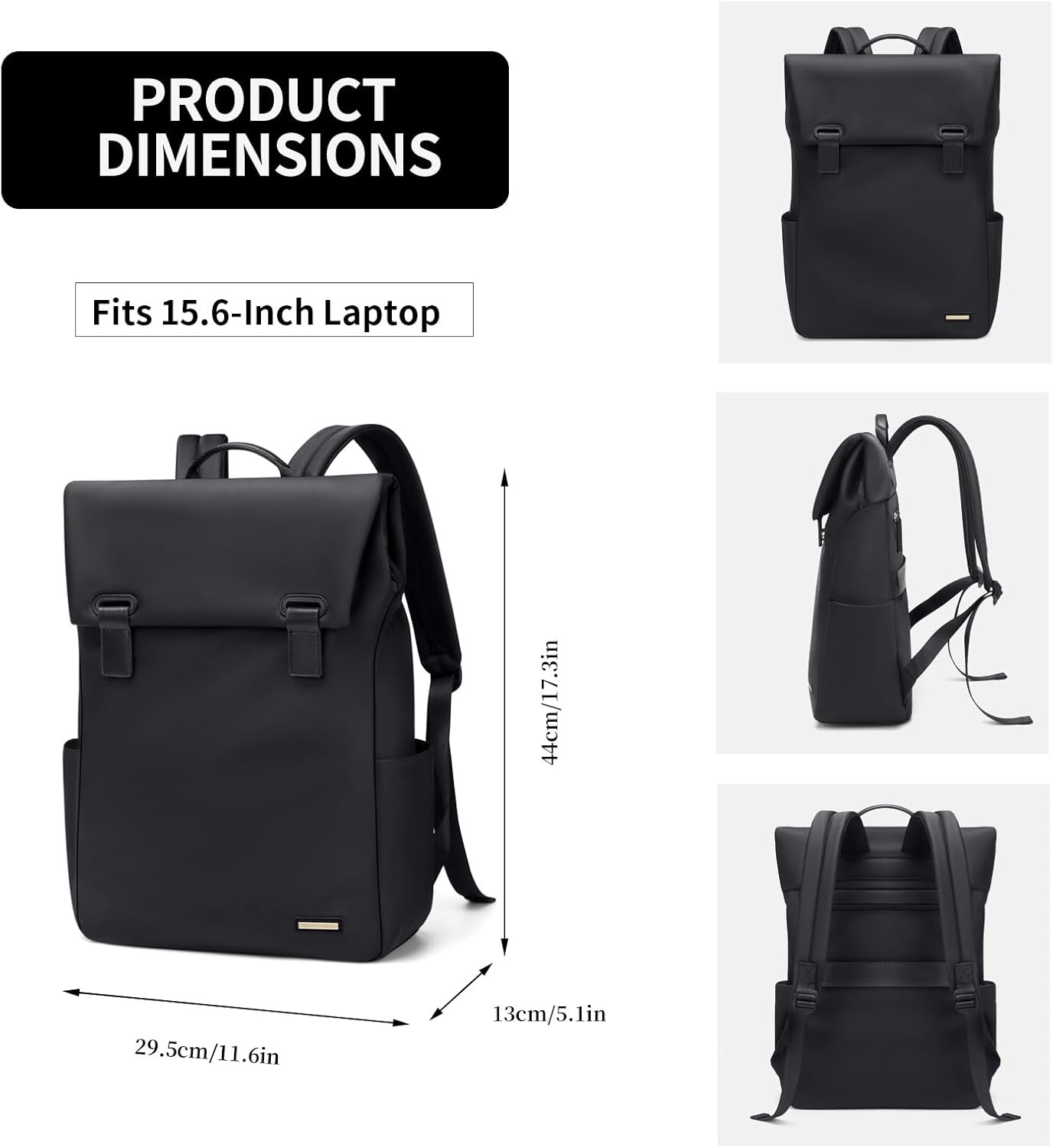Rugzak dames vrije tijd rugzak school rugzak computer 15,6 inch nylon waterdicht dagrugzakken volwassenen casual rugzak reizen tas werk universiteit college pack zwart