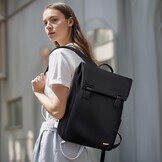 Rugzak dames vrije tijd rugzak school rugzak computer 15,6 inch nylon waterdicht dagrugzakken volwassenen casual rugzak reizen tas werk universiteit college pack zwart