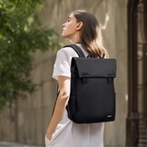 Rugzak dames vrije tijd rugzak school rugzak computer 15,6 inch nylon waterdicht dagrugzakken volwassenen casual rugzak reizen tas werk universiteit college pack zwart