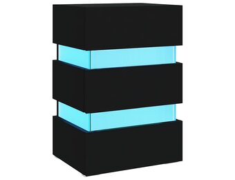 326846 vidaXL Nachtkastje LED 45x35x67 cm bewerkt hout zwart
