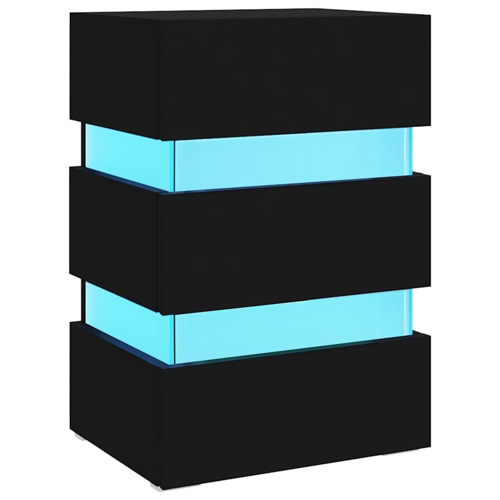 326846 vidaXL Nachtkastje LED 45x35x67 cm bewerkt hout zwart