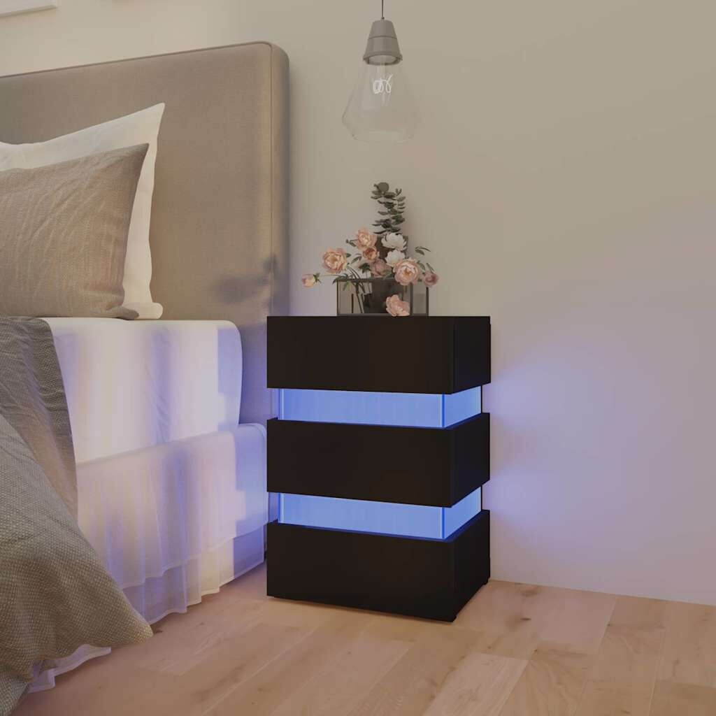 326846 vidaXL Nachtkastje LED 45x35x67 cm bewerkt hout zwart