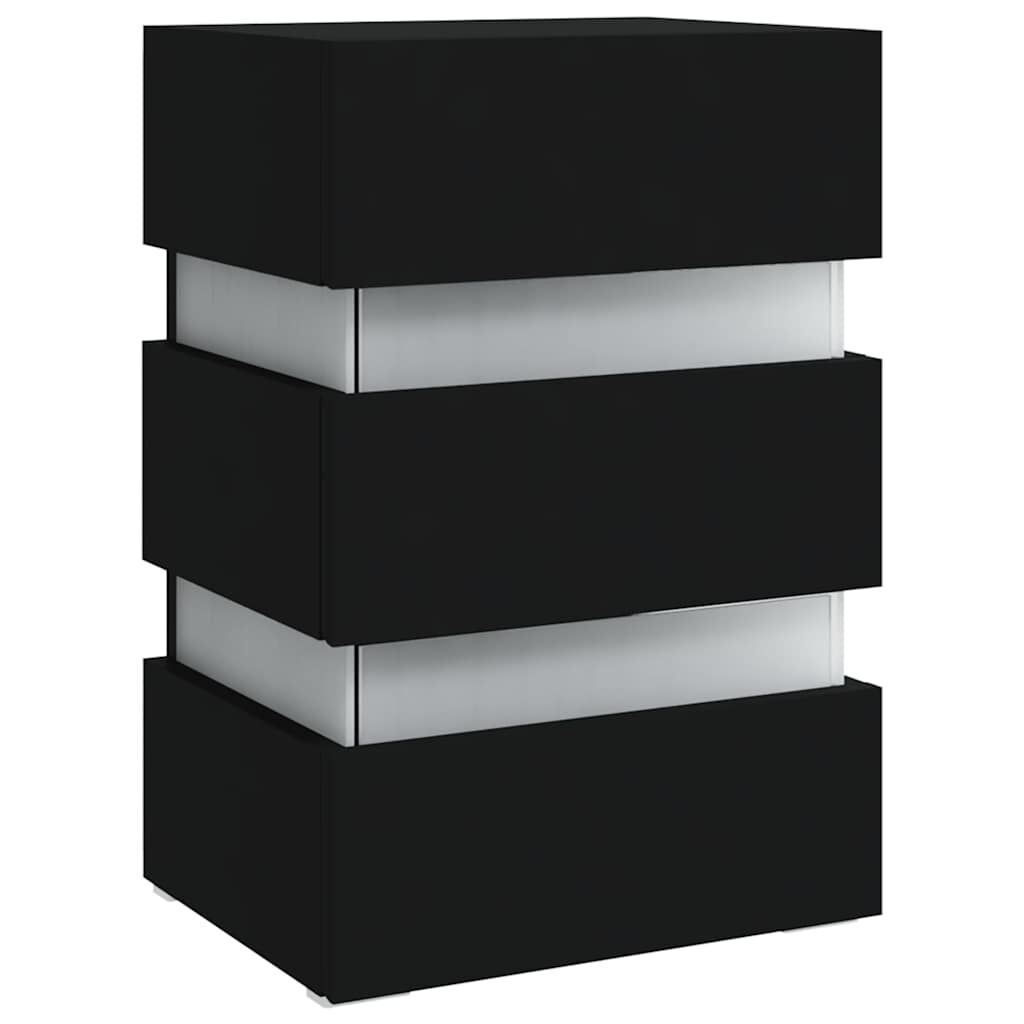 326846 vidaXL Nachtkastje LED 45x35x67 cm bewerkt hout zwart