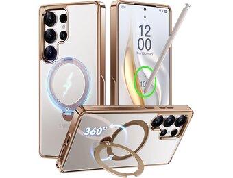 CASEKOO Luxe titanium goud voor Samsung S25 Ultra Hoesje voor MagSafe (360° Spin Stand) [Top1 Magnetisch] [16FT Militaire Bescherming] Schokbestendig voor Samsung Galaxy S25 Ultra Case Clear Phone
