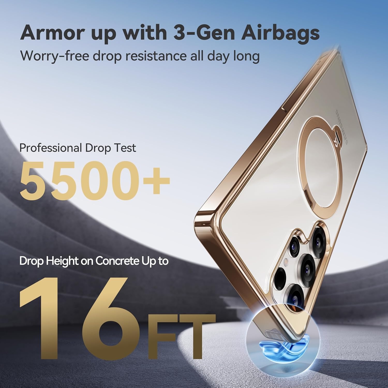 CASEKOO Luxe titanium goud voor Samsung S25 Ultra Hoesje voor MagSafe (360° Spin Stand) [Top1 Magnetisch] [16FT Militaire Bescherming] Schokbestendig voor Samsung Galaxy S25 Ultra Case Clear Phone
