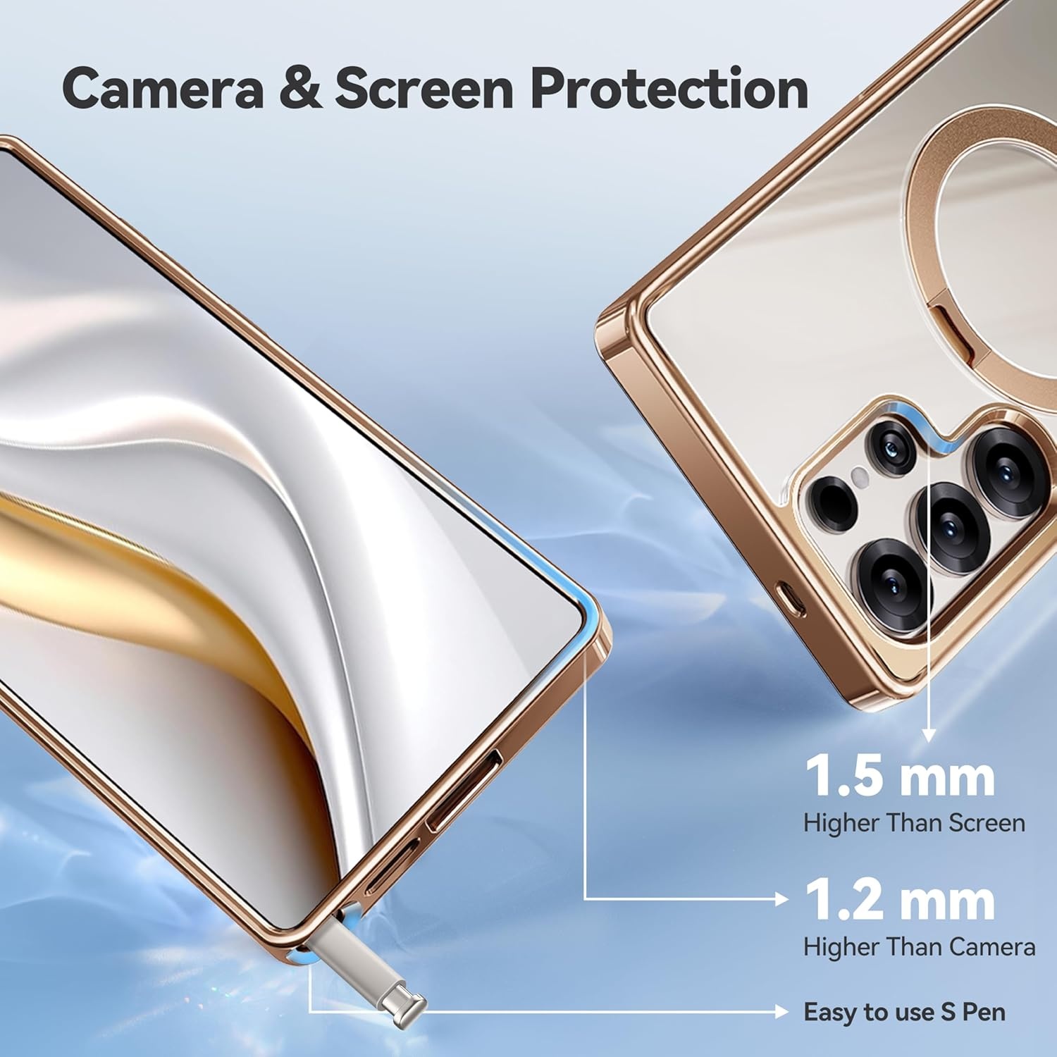 CASEKOO Luxe titanium goud voor Samsung S25 Ultra Hoesje voor MagSafe (360° Spin Stand) [Top1 Magnetisch] [16FT Militaire Bescherming] Schokbestendig voor Samsung Galaxy S25 Ultra Case Clear Phone