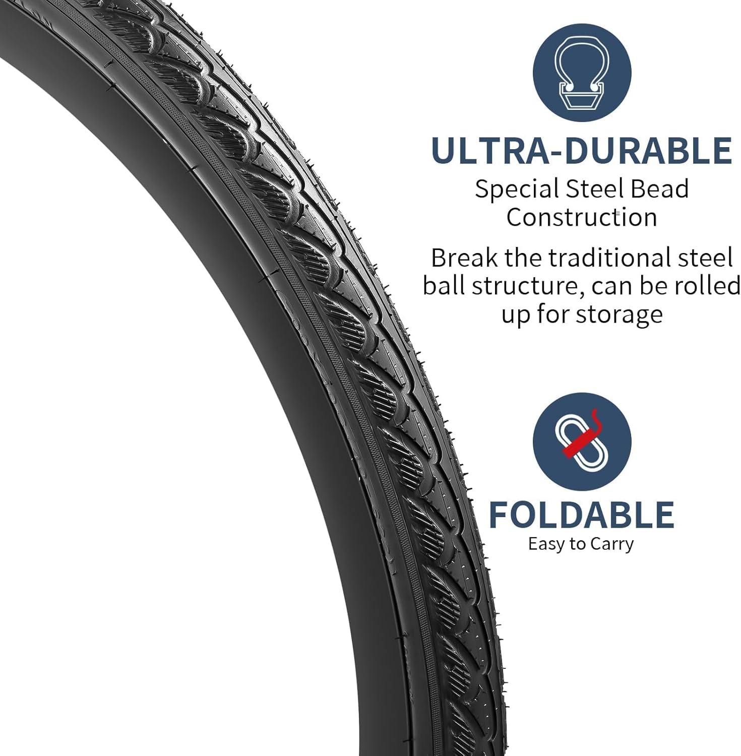 YUNSCM 700C RoadFietsbanden 700x38C/40-622 Compatible with 700x36C 700x37C 700x38C 700x39C 700x40C Fietsbanden -2 PCS (Y-1074)