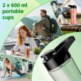 KITCANIS Smoothie Blender 800W met 3 Snelheden, 600ML en 300ML Bekers, BPA-Vrij