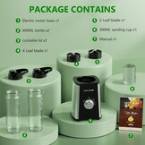 KITCANIS Smoothie Blender 800W met 3 Snelheden, 600ML en 300ML Bekers, BPA-Vrij