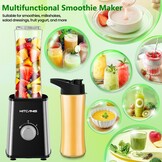 KITCANIS Smoothie Blender 800W met 3 Snelheden, 600ML en 300ML Bekers, BPA-Vrij