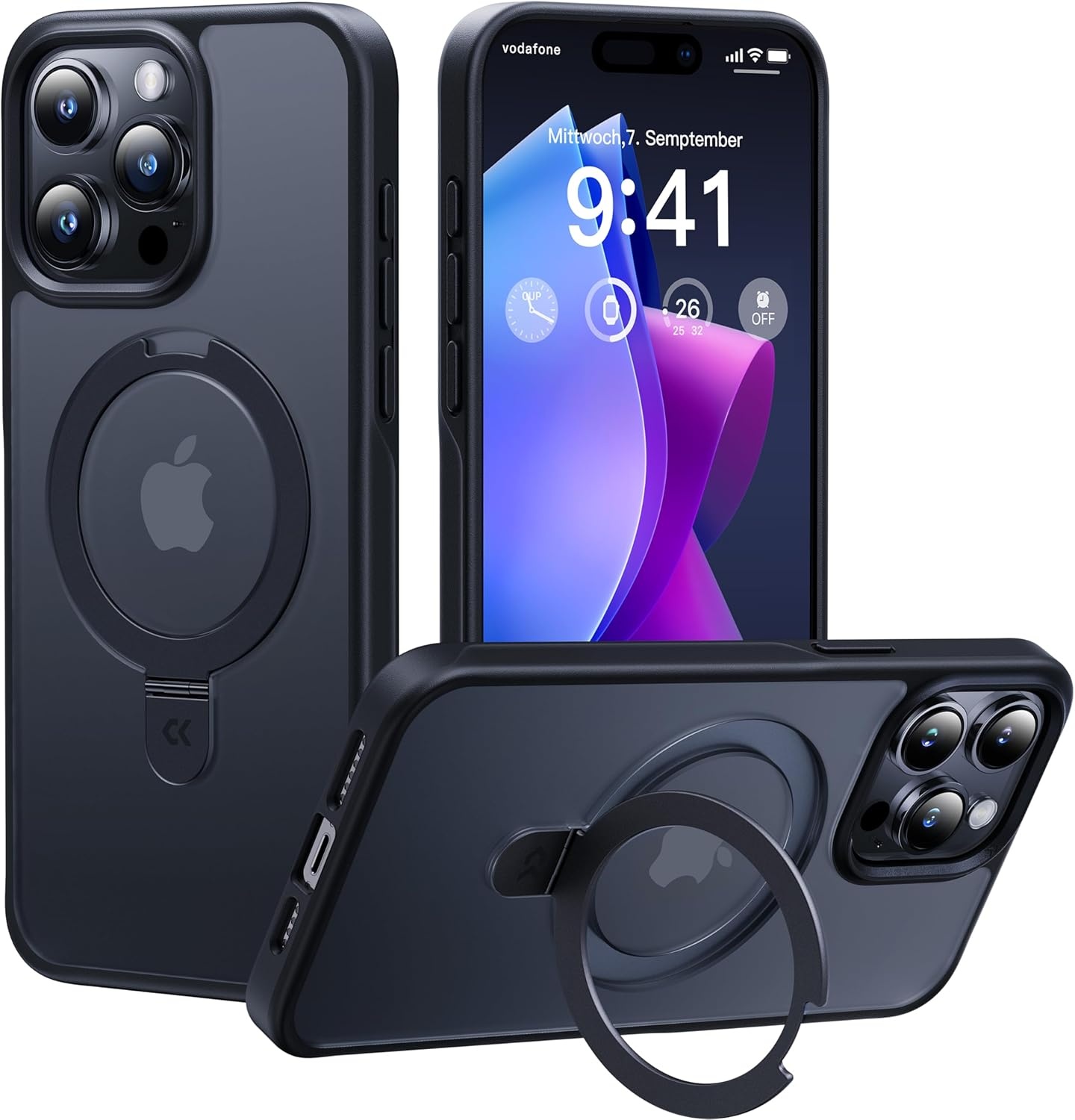 iPhone 15 Pro Max Hoesje | MagSafe, Standaard, Ring | Schokbestendig | Zwart
