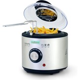 Mini Friteuse met olie | 850-950W l Capaciteit: 1 liter kijkvenster olie frituurmand van roestvrij staal l instelbare temperatuur l warmte-geïsoleerd l antislip rubber pad l wit