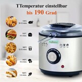 Mini Friteuse met olie | 850-950W l Capaciteit: 1 liter kijkvenster olie frituurmand van roestvrij staal l instelbare temperatuur l warmte-geïsoleerd l antislip rubber pad l wit