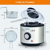 Mini Friteuse met olie | 850-950W l Capaciteit: 1 liter kijkvenster olie frituurmand van roestvrij staal l instelbare temperatuur l warmte-geïsoleerd l antislip rubber pad l wit