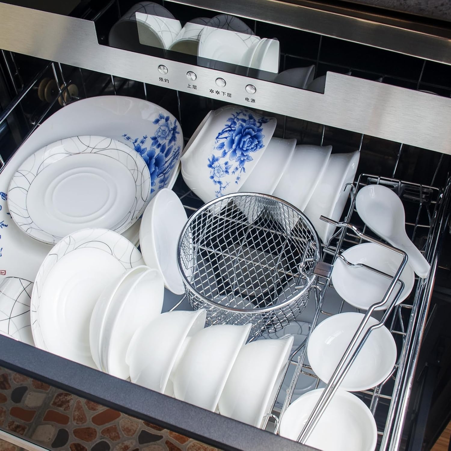 Mini Friteuse met olie | 850-950W l Capaciteit: 1 liter kijkvenster olie frituurmand van roestvrij staal l instelbare temperatuur l warmte-geïsoleerd l antislip rubber pad l wit