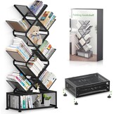 Gintan 9-laags Opvouwbare Boekenkast met Opbergruimte - Zwart