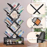 Gintan 9-laags Opvouwbare Boekenkast met Opbergruimte - Zwart