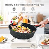 AIKENBBKK Pannenset, 5-delig, pan 20/24/28 cm met afneembare handgreep, anti-aanbaklaag, braadpannenset met deksel, geschikt voor alle warmtebronnen, ovenvast (zwart)