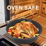 AIKENBBKK Pannenset, 5-delig, pan 20/24/28 cm met afneembare handgreep, anti-aanbaklaag, braadpannenset met deksel, geschikt voor alle warmtebronnen, ovenvast (zwart)