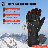 Verwarmde handschoenen voor mannen en vrouwen, winter-motorhandschoenen, 7,4 V, 3000 mAh, oplaadbare verwarmde handschoenen, 3 temperatuurniveaus, waterdichte warme handschoenen, verwarmde elektrische