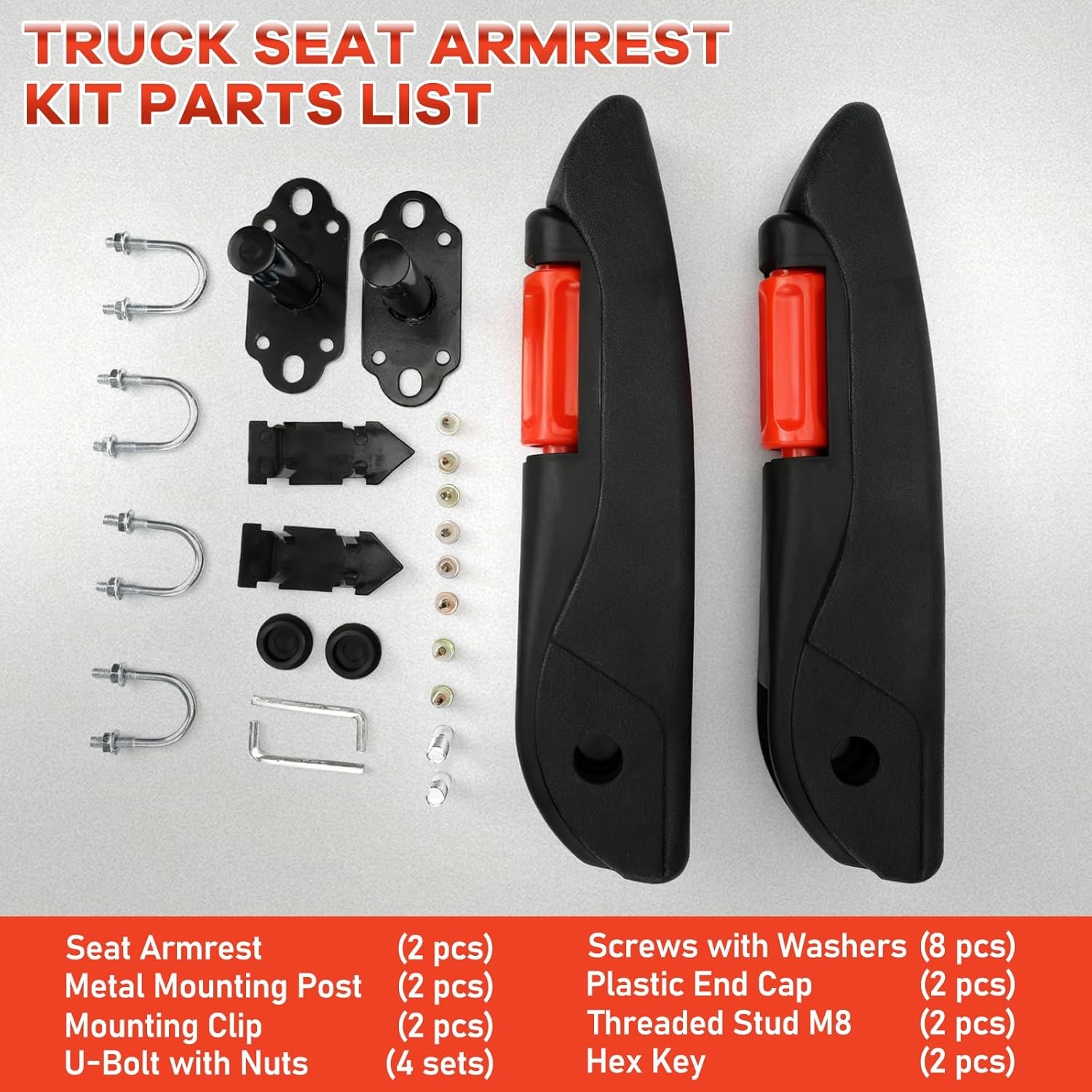 Autostoelarmsteun, compatibel met VW T4, T5, T6, F-iat Ducato, verstelbare armleuning, armsteun, instelbaar van 0-120 graden, 37 cm, verstelbaar, universele maat, handheld frame voor vrachtwagens en