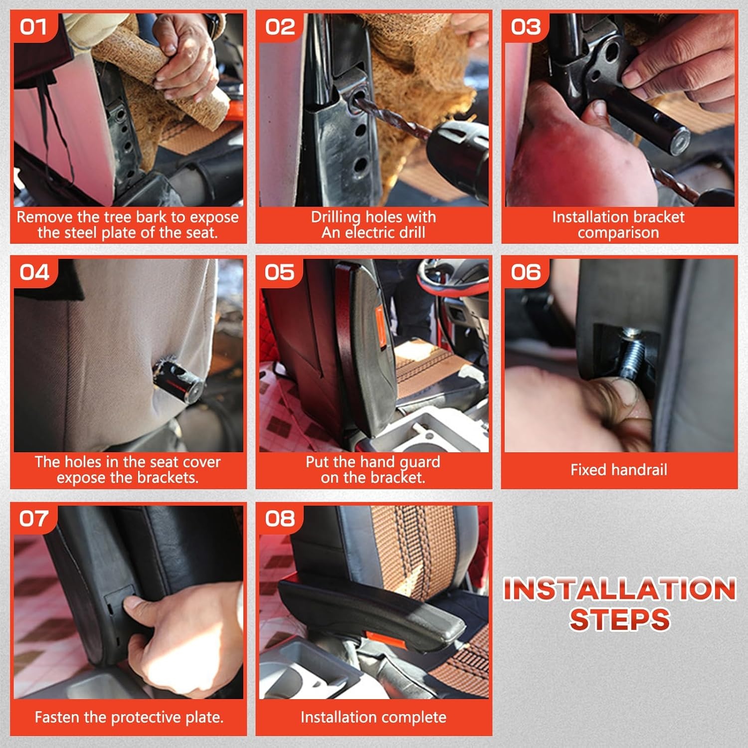 Autostoelarmsteun, compatibel met VW T4, T5, T6, F-iat Ducato, verstelbare armleuning, armsteun, instelbaar van 0-120 graden, 37 cm, verstelbaar, universele maat, handheld frame voor vrachtwagens en