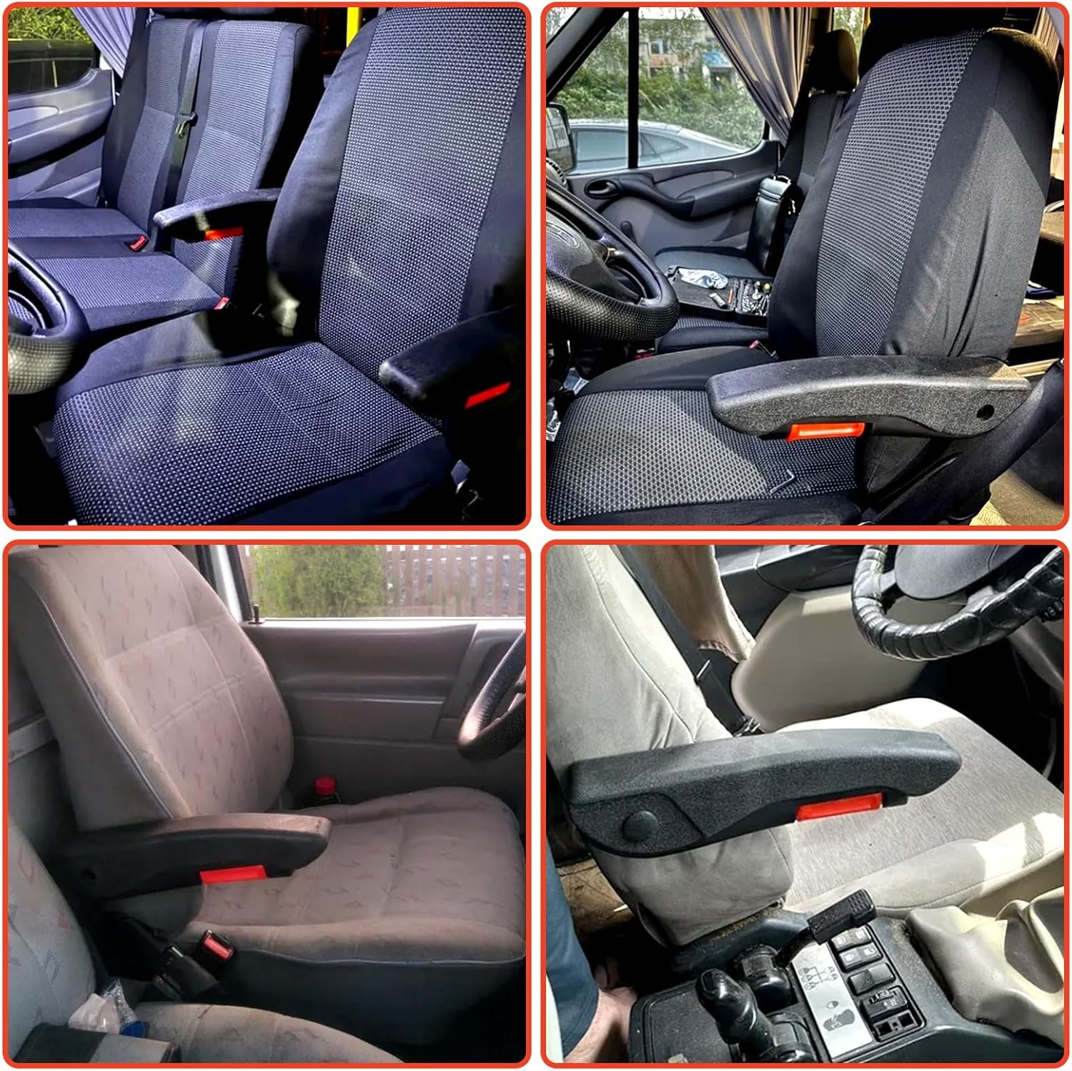 Autostoelarmsteun, compatibel met VW T4, T5, T6, F-iat Ducato, verstelbare armleuning, armsteun, instelbaar van 0-120 graden, 37 cm, verstelbaar, universele maat, handheld frame voor vrachtwagens en
