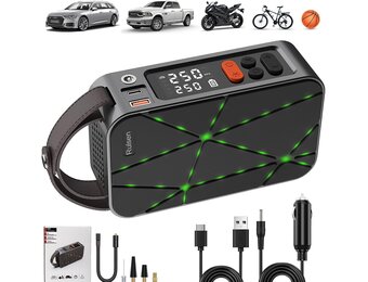 Elektrische luchtpomp, 150 psi draagbare fietspomp, accu met digitaal led-display, mini-compressor, auto-accessoires voor auto, fiets, motorfiets, ballen enz.