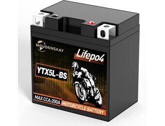 Lithium Motorfietsaccu 12V Lithium Powersports Accu met BMS (YTX5L-BS 12.8V 2Ah 200CCA) LiFePO4 Motorfietsaccu Startaccu voor motorfietsen, ATV's, UTV's, waterscooters, enz. - Maat YTX5L-BS new