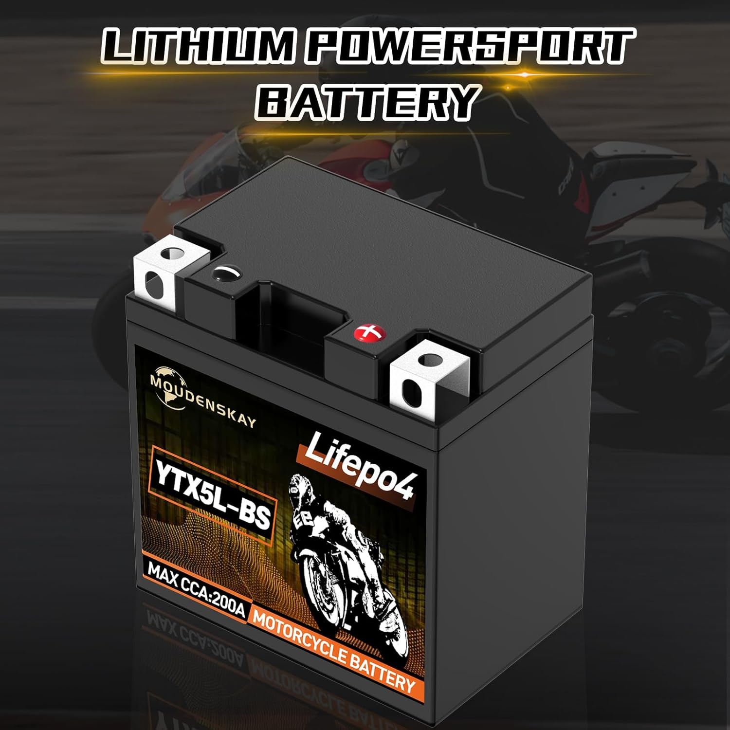 Lithium Motorfietsaccu 12V Lithium Powersports Accu met BMS (YTX5L-BS 12.8V 2Ah 200CCA) LiFePO4 Motorfietsaccu Startaccu voor motorfietsen, ATV's, UTV's, waterscooters, enz. - Maat YTX5L-BS new