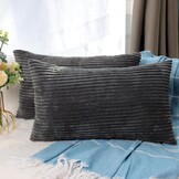 CALIYO Kussenhoes 40x80 cm, Crème Corduroy Kussenslopen met Onzichtbare Rits voor Bank, Woonkamer en Slaapkamer 2 Stuks