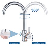 Auralum 3-Weg Keukenkraan voor Gootsteen Kraan in Messing met 2 Knoppen voor Luchtreiniger, Warm en Koud Water (Chroom)