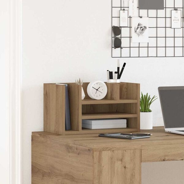 vidaXL Bureau Organizer Zwart eiken 44.5 x 24 x 25 cm Bewerkt hout