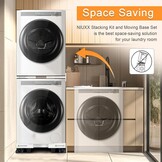 NIUXX Universeel aansluitframe voor wasdroger en wasmachine, transportwielen, verstelbare remmen en ratelkabel (dunne stapelset en mobiele sokkel)