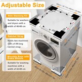 NIUXX Universeel aansluitframe voor wasdroger en wasmachine, transportwielen, verstelbare remmen en ratelkabel (dunne stapelset en mobiele sokkel)