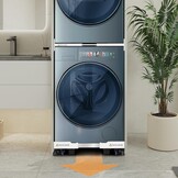 NIUXX Universeel aansluitframe voor wasdroger en wasmachine, transportwielen, verstelbare remmen en ratelkabel (dunne stapelset en mobiele sokkel)