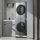 NIUXX Universeel aansluitframe voor wasdroger en wasmachine, transportwielen, verstelbare remmen en ratelkabel (dunne stapelset en mobiele sokkel)