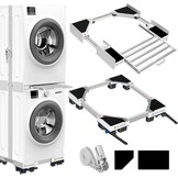 NIUXX Universeel aansluitframe voor wasdroger en wasmachine, transportwielen, verstelbare remmen en ratelkabel (dunne stapelset en mobiele sokkel)