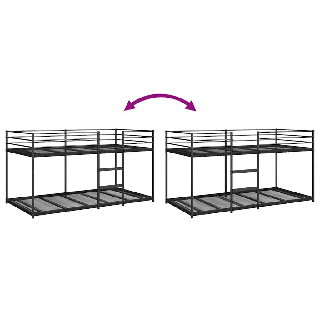 vidaXL Stapelbed zonder matras 100x200 cm staal zwart